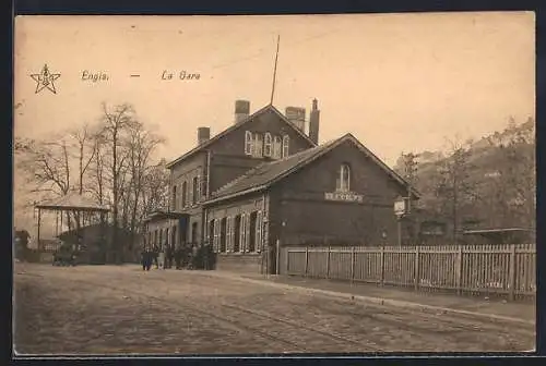 AK Engis, La Gare, Bahnhof