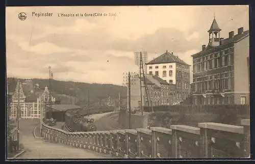 AK Pepinster, L`Hospice et la Gare, Côté de Spa, Bahnhof