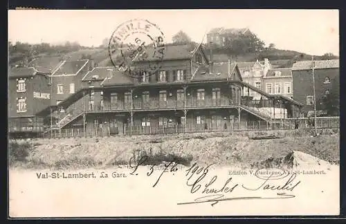 AK Val-St-Lambert, La Gare, Bahnhof