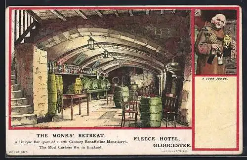 Künstler-AK Gloucester, Fleece Hotel, The Monks` Retreat, A good Judge