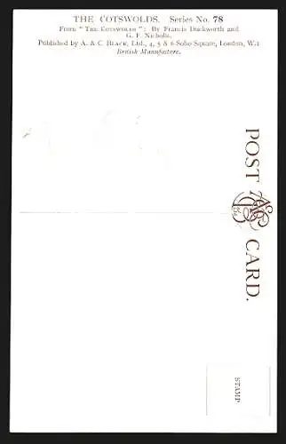 Künstler-AK Bourton-on-the-Hill, Strassenpartie mit Anwohnern