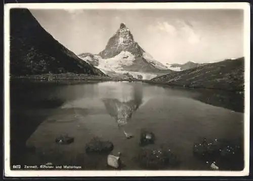 AK Zermatt, Riffelsee und Matterhorn