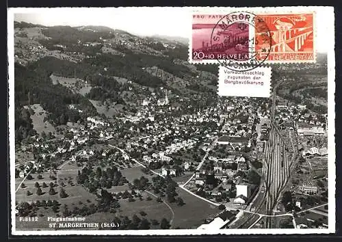 AK St. Margrethen /St. G., Teilansicht mit Strassenpartie, Fliegeraufnahme