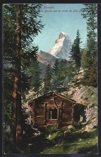 AK Zermatt, Le Mont Cervin sur la route du Lac Noir