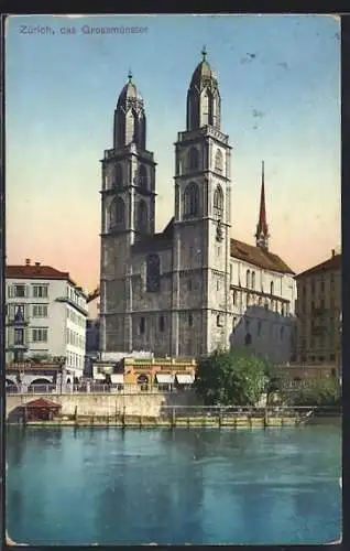 AK Zürich, Grossmünster mit Zigarrengeschäft