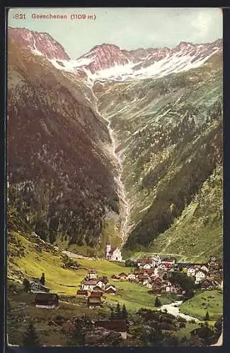 AK Goeschenen, Teilansicht mit Kirche