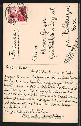 AK Luzern, Wasserturm mit Schwänen