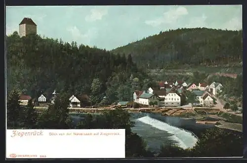 AK Ziegenrück / Saale, Blick von der Nähersaale auf Ziegenrück