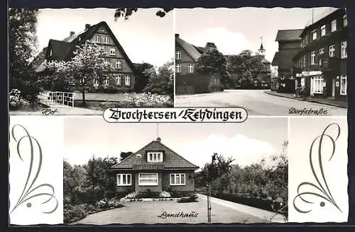 AK Drochtersen /Kehdingen, Hof, Dorfstrasse und Landhaus