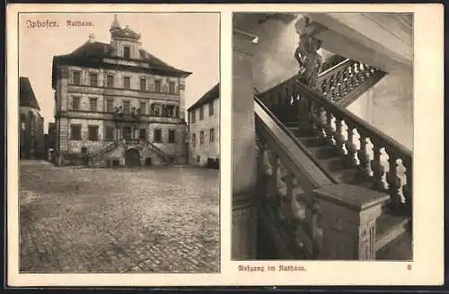 AK Iphofen, Rathaus, Aufgang im Rathaus