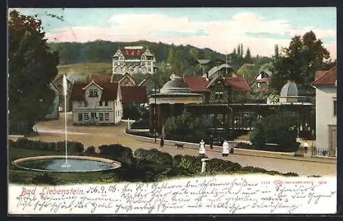 AK Bad Liebenstein, Kurhaus, Brunnen und Parkanlage