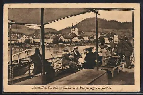 AK Obernzell a. D., Sommerfrische vom Dampfschiff aus gesehen
