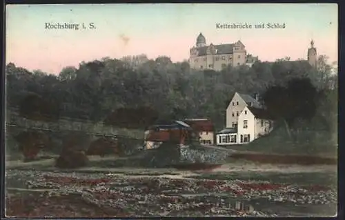 AK Rochsburg i. S., Kettenbrücke und Schloss