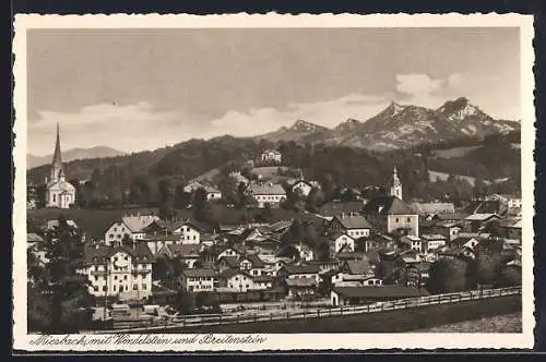 AK Miesbach, Ortsansicht mit Wendelstein
