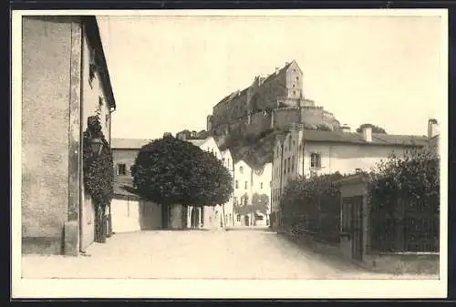 AK Burghausen an der Salzach, Stadtpartie mit Burganlage