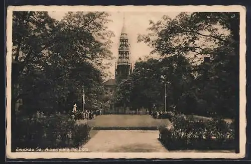 AK Zwickau Sa., Albertplatz mit Dom