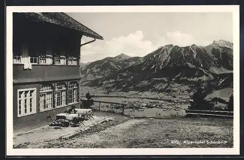 AK Oberstdorf /bayr. Allgäu, Alpenhotel Schönblick, Bergpanorama
