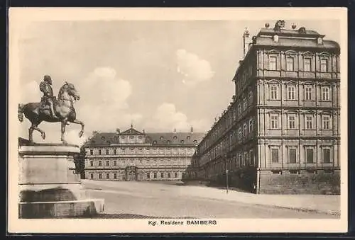 AK Bamberg, Kgl. Residenz, Reiterstandbild