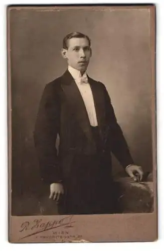 Fotografie R. Zappe, Wien, Favoritenstrasse 81, Eleganter junger Mann in Anzug