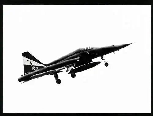Fotografie Flugzeug Northrop F-5 Kampfjet mit Staffelabzeichen NFS