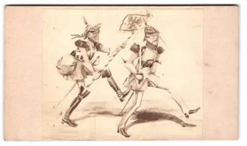 Fotografie Georg Maerkl, Wien, Josefstädter Strasse 43, Karikatur Bismarck zur Reichseinigung 1871