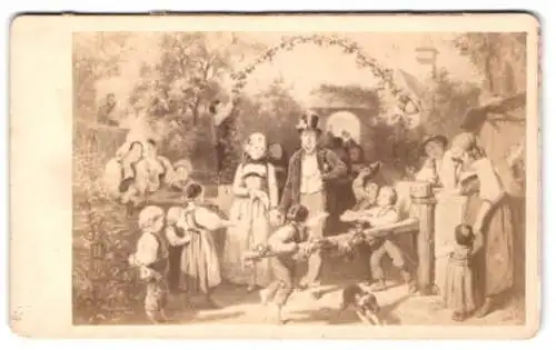 Fotografie unbekannter Fotograf und Ort, Gemälde: Schweizer Hochzeit, nach Girardet
