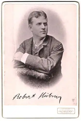 Fotografie Lichtdruck Max Herzig, Wien, Franzensring 22, Porträt Schauspieler Robert Hübner