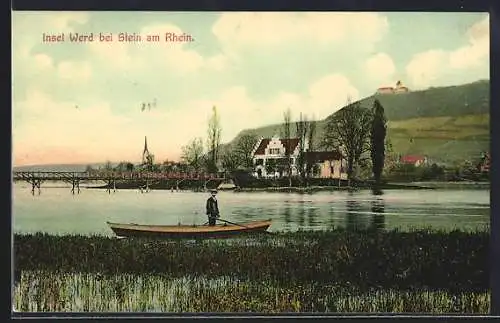 AK Stein am Rhein, Insel Werd mit Flusspartie
