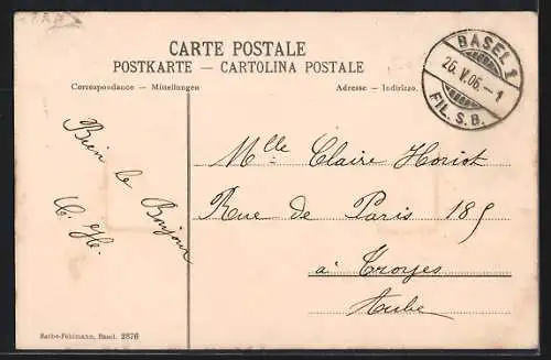 AK Basel, Hotel 3 König mit Rheindampfer