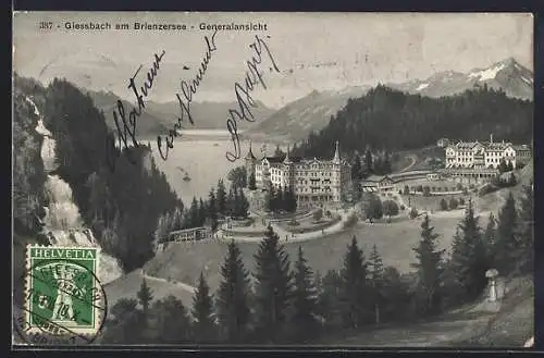 AK Giessbach, Generalansicht mit Bergen