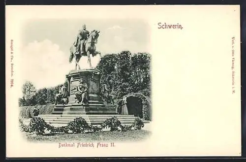 AK Schwerin / Mecklenburg, Denkmal Friedrich Franz II.