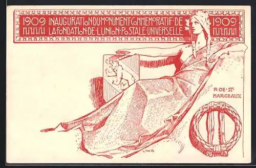 AK Inauguration du Monument com Memoratif de la Fondation l`union Postale Universelle 1909 Schweiz