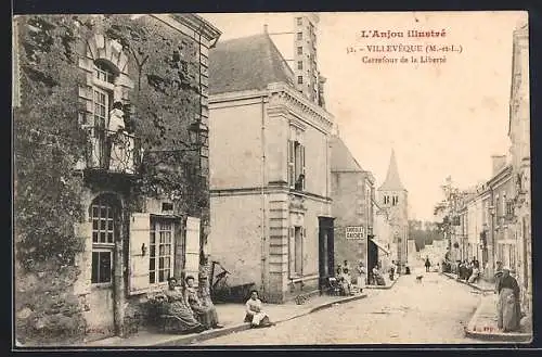 AK Villevêque, L`Anjou illustrié, Carrefour de la Liberte