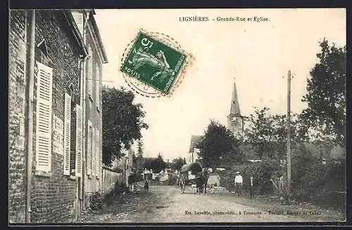 AK Lignières, Grande-Rue et Eglise