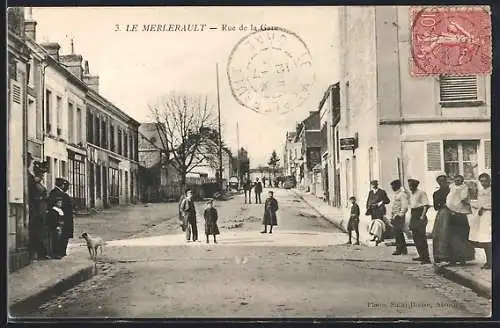 AK Le Merlerault, Rue de la Gare, Bahnhofstrasse