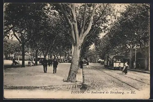 AK Toulon, boulevard de Strasbourg, Strassenbahn