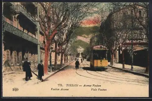 AK Toulon, Avenue Vauban, tramway, Strassenbahn