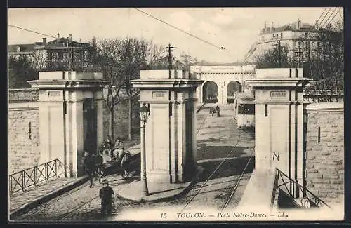 AK Toulon, Porte Notre Dame, Strassenbahn
