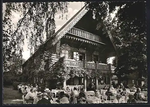 AK Berlin-Wannsee, Gaststätte Blockhaus Nikolskoe, Terrasse