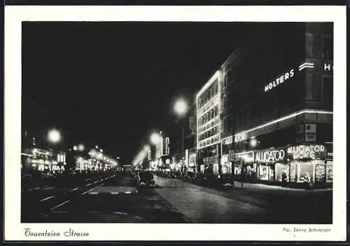 AK Berlin-Charlottenburg, Tauentzien Strasse bei Nacht