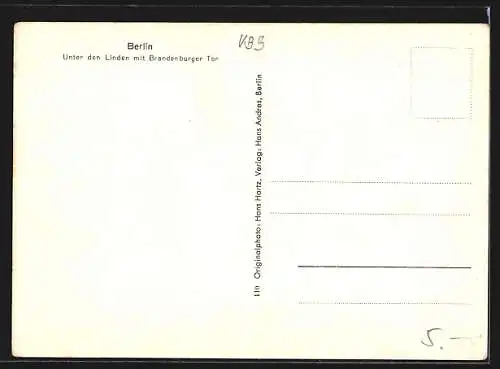 AK Berlin, Unter den Linden mit dem Brandenburger Tor