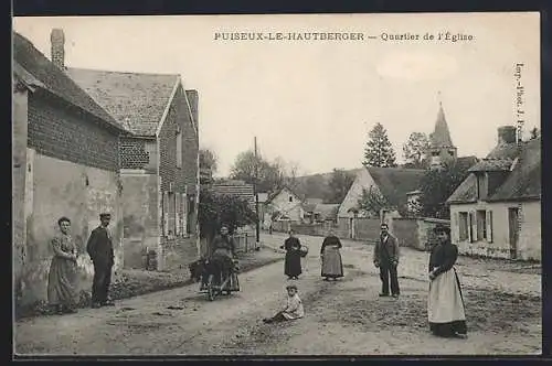 AK Puiseux-le-Hautberger, Quartier de l`Eglise, Holzkarren