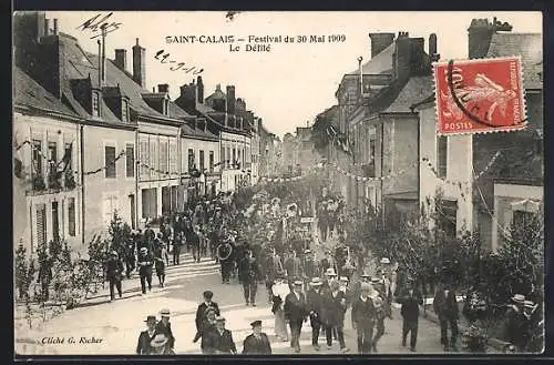 AK Saint-Calais, Festival 1909, le Défile
