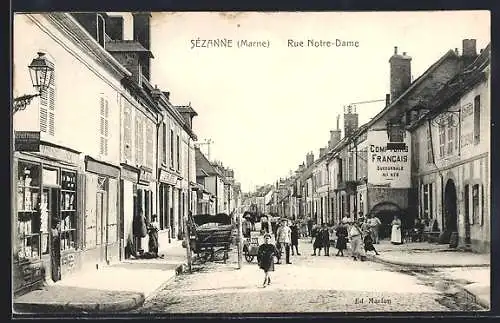 AK Sézanne, Rue Notre-Dame, Strassenpartie