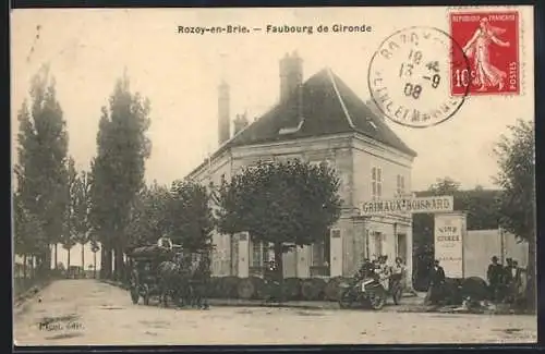 AK Rozoy-en-Brie, Faubourg de Gironde, Vins & Cidres Grimaux-Boisnard