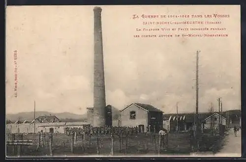 AK Saint-Michel-sur-Meurthe, La Filature Witz et Feltz Incendié Pendant