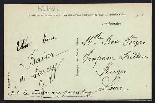 AK Sarcey /Rhône, Rue principale, Strassenpartie