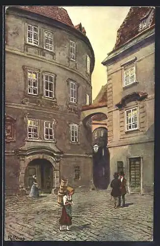 Künstler-AK Rudolf Preuss: Wien, Partie in der Griechengasse