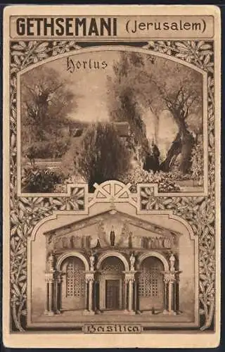 AK Jerusalem, Garten Gethsemane mit Basilica