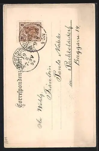 Künstler-AK Dürnstein a. D., Totalansicht mit Blick zur Kirche und Partie an der Burg Ruine